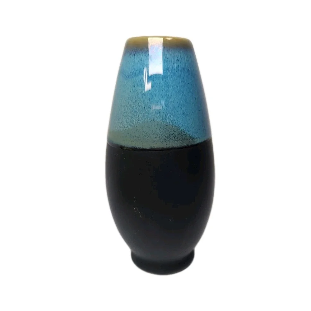 Pottery Glazed Small Onta Ware Style Black Blue Green 5